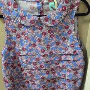 Matilda Jane Women Medium Floral Sleeveless Top With Ruffle Type Layers